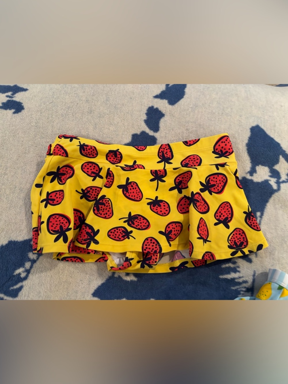 Hanna Andersson Yellow Swim Skirt with Red Strawberry Print